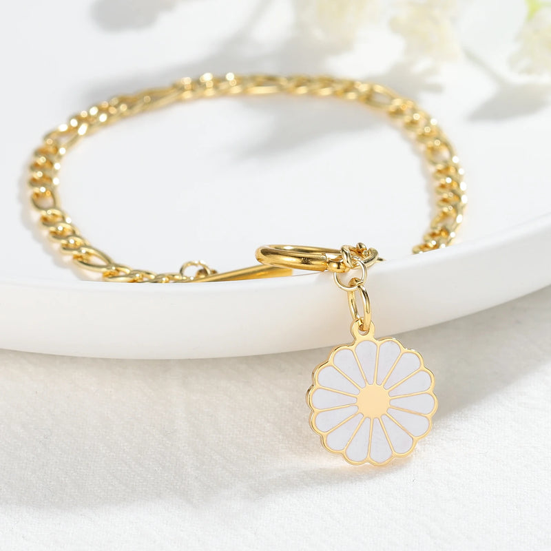 Daisy Sun Flower Pearl Bracelet Women Party Banquet Jewelry Gift