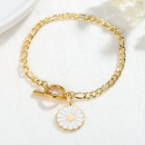Daisy Sun Flower Pearl Bracelet Women Party Banquet Jewelry Gift