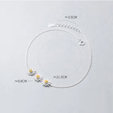 Daisy Flower Anklet Silver 925 Women Jewelry 21.5CM Adjustable