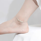 Daisy Flower Anklet Silver 925 Women Jewelry 21.5CM Adjustable