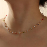 Daisy Flower Clavicle Chain Necklace Butterfly Pearl Choker
