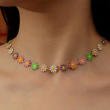 Daisy Flower Clavicle Chain Necklace Butterfly Pearl Choker