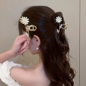 Daisy Flower Clip Sexy High-end Hairpin Female Shark Clip Plate