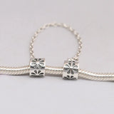 Daisy Flower Safety Chain Stopper Beads for Charms Silver 925 Bracelets