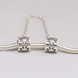 Daisy Flower Safety Chain Stopper Beads for Charms Silver 925 Bracelets