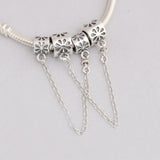 Daisy Flower Safety Chain Stopper Beads for Charms Silver 925 Bracelets