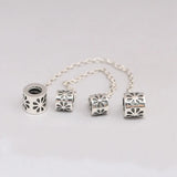 Daisy Flower Safety Chain Stopper Beads for Charms Silver 925 Bracelets