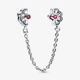 925 Silver Safety Chain with Moon Star Pendant DIY Bracelet