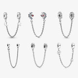 925 Silver Safety Chain with Moon Star Pendant DIY Bracelet