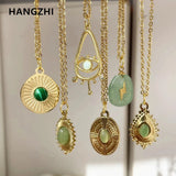 Daisy Stone Eyes Pendant Chain Necklace Stainless Steel Jewelry
