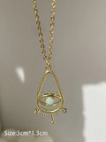 Daisy Stone Eyes Pendant Chain Necklace Stainless Steel Jewelry