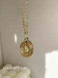 Daisy Stone Eyes Pendant Chain Necklace Stainless Steel Jewelry