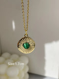 Daisy Stone Eyes Pendant Chain Necklace Stainless Steel Jewelry