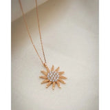 Daisy Silver Sun Necklace Zircon Plated Rose