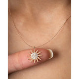 Daisy Silver Sun Necklace Zircon Plated Rose