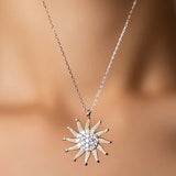 Daisy Silver Sun Necklace Zircon Plated Rose