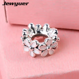 925 Sterling Silver Daisy Spacer Enamel Charms Bead Charm Bracelet DIY SP025