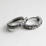 Men's Daisy Flower Huggie Hoop Earrings Stainless Steel