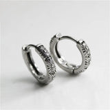 Men's Daisy Flower Huggie Hoop Earrings Stainless Steel