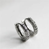 Men's Daisy Flower Huggie Hoop Earrings Stainless Steel