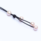 Daking Natural Pearl Necklace Leather Rope Choker Vintage Jewelry for Women