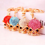 Punk Gothic Skeleton Skull Key Chains Crystal Bag Buckle Pendant K299