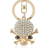 Punk Gothic Skeleton Skull Key Chains Crystal Bag Buckle Pendant K299