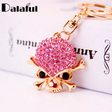 Punk Gothic Skeleton Skull Key Chains Crystal Bag Buckle Pendant K299