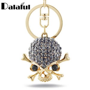 Punk Gothic Skeleton Skull Key Chains Crystal Bag Buckle Pendant K299