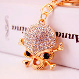 Punk Gothic Skeleton Skull Key Chains Crystal Bag Buckle Pendant K299