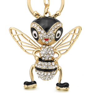 Crystal Bee Keychain Enamel Insects Key Ring for Women Bag Pendant K367