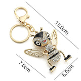 Crystal Bee Keychain Enamel Insects Key Ring for Women Bag Pendant K367