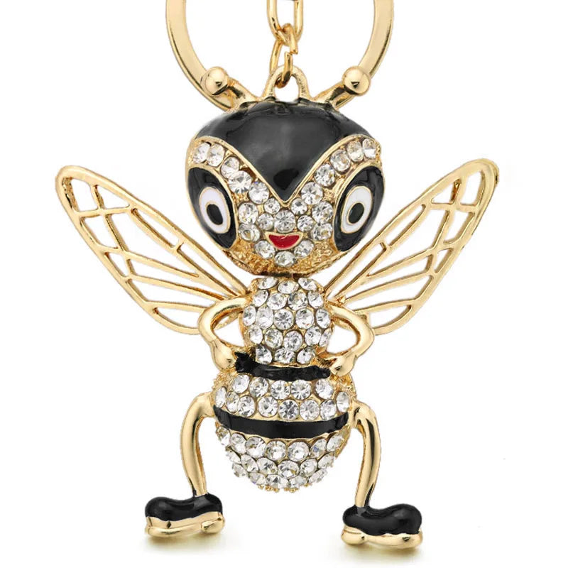 Crystal Bee Keychain Enamel Insects Key Ring for Women Bag Pendant K367