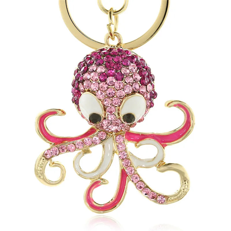 Octopus Keychain Keyring Crystal Ocean Animal Purse Handbag Bags Pendant