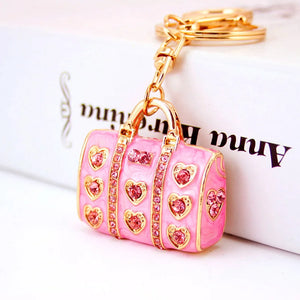 Enamel Crystal Heart HandBag Keychains Purse Bag Buckle Pendant K234