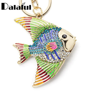 Enamel Crystal Goldfish Keychain Multicolour Key Holder Bag Pendant