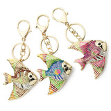 Enamel Crystal Goldfish Keychain Multicolour Key Holder Bag Pendant
