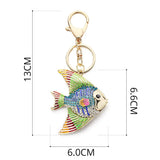 Enamel Crystal Goldfish Keychain Multicolour Key Holder Bag Pendant