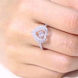 Dance Heart Promise Ring Silver Dance cz Stone Wedding Band