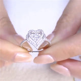 Dance Heart Promise Ring Silver Dance cz Stone Wedding Band