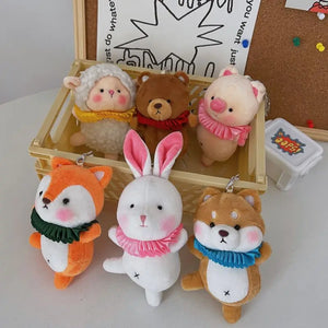 Ballet Animals Keychains Dancing Cat Plush Toy Keychains Cartoon Car Keyring