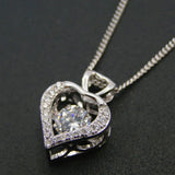 Dancing CZ Stone Pendant 925 Silver Jewelry Heart Pendant Necklace