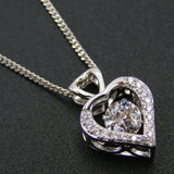 Dancing CZ Stone Pendant 925 Silver Jewelry Heart Pendant Necklace
