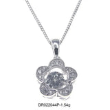 Moving CZ Stone Flower Pendant Necklace 925 Silver Jewelry