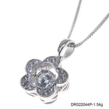 Moving CZ Stone Flower Pendant Necklace 925 Silver Jewelry