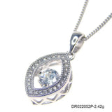 Moving CZ Stone Marquise Pendant Necklace 925 Silver Jewelry