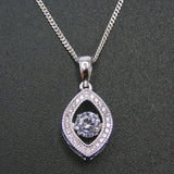 Moving CZ Stone Marquise Pendant Necklace 925 Silver Jewelry