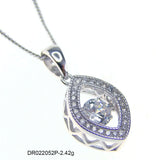 Moving CZ Stone Marquise Pendant Necklace 925 Silver Jewelry