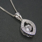 Moving CZ Stone Marquise Pendant Necklace 925 Silver Jewelry