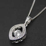 Moving CZ Stone Marquise Pendant Necklace 925 Silver Jewelry